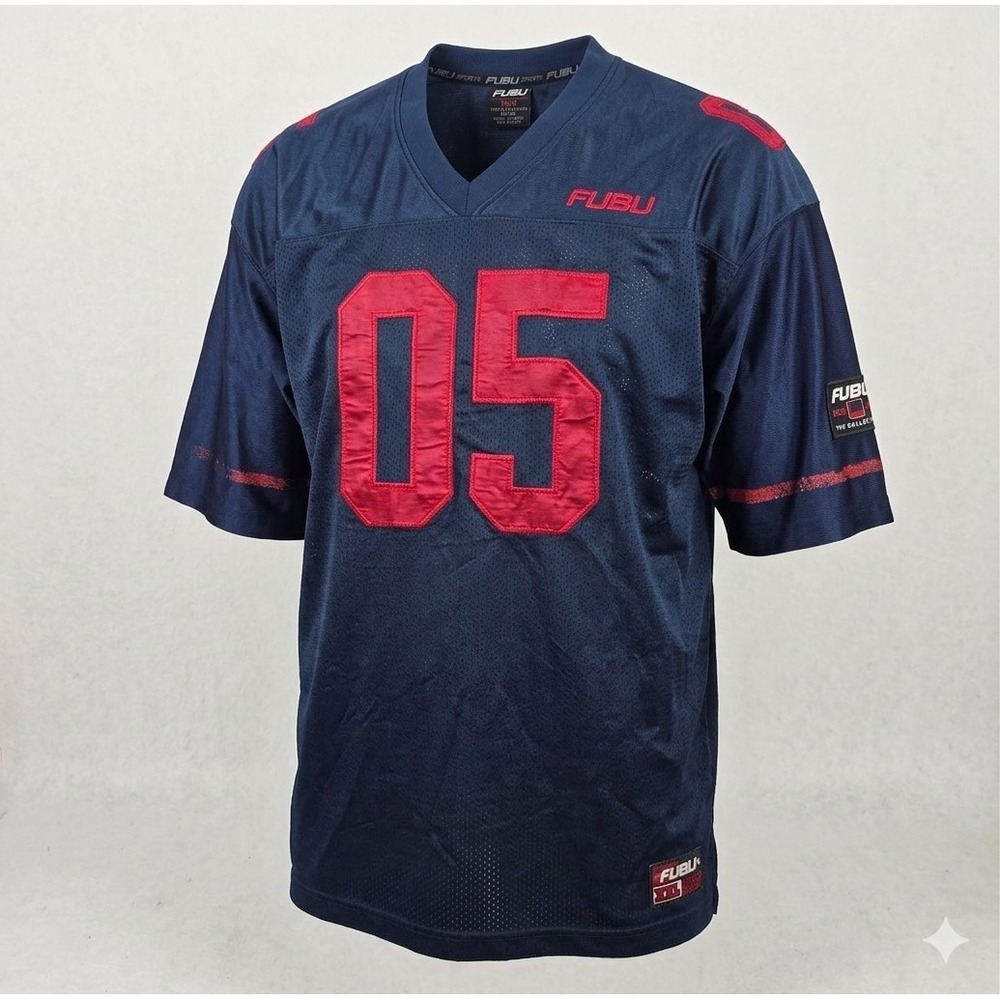 FUBU Sports Vintage Hip Hop Men's Blue & Red #05 Football Jersey. Size 3XL
